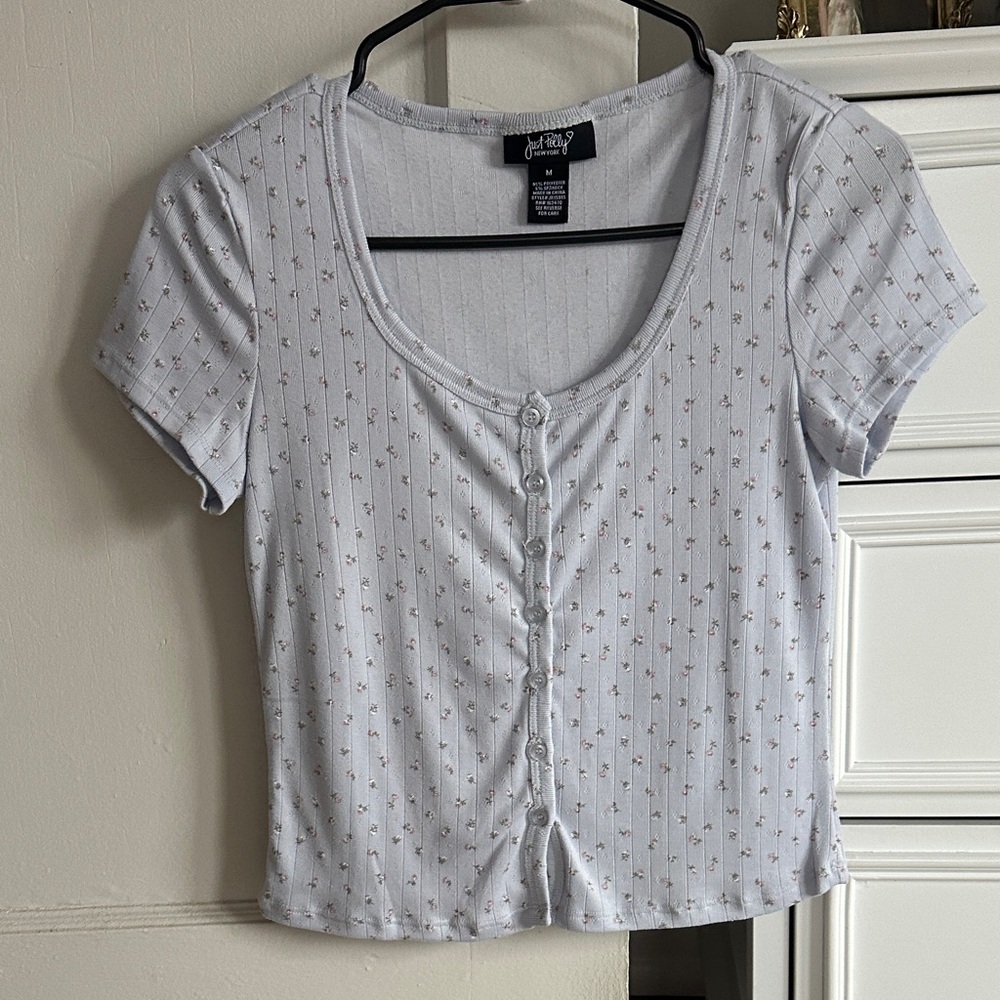 Floral Blue Long Crop Top